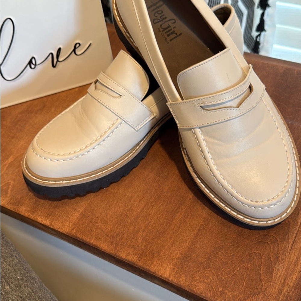 Hey Girl Cream Loafers
